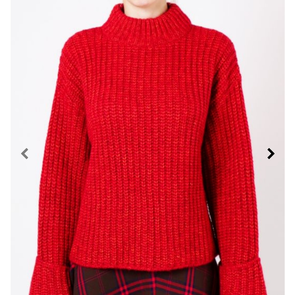 ABound Turtleneck Sweater Knit Cable Red Size M
